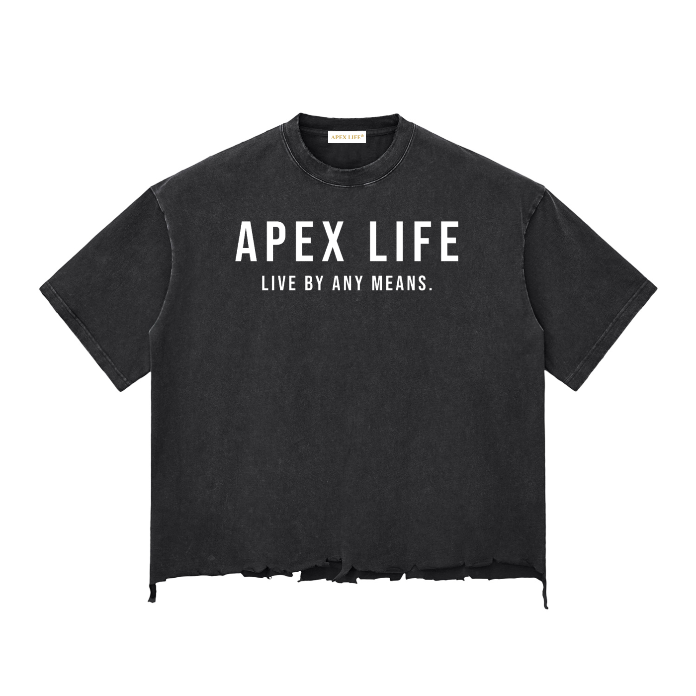 Apex Life® Black Wash Raw-Hem Boxy T-shirt