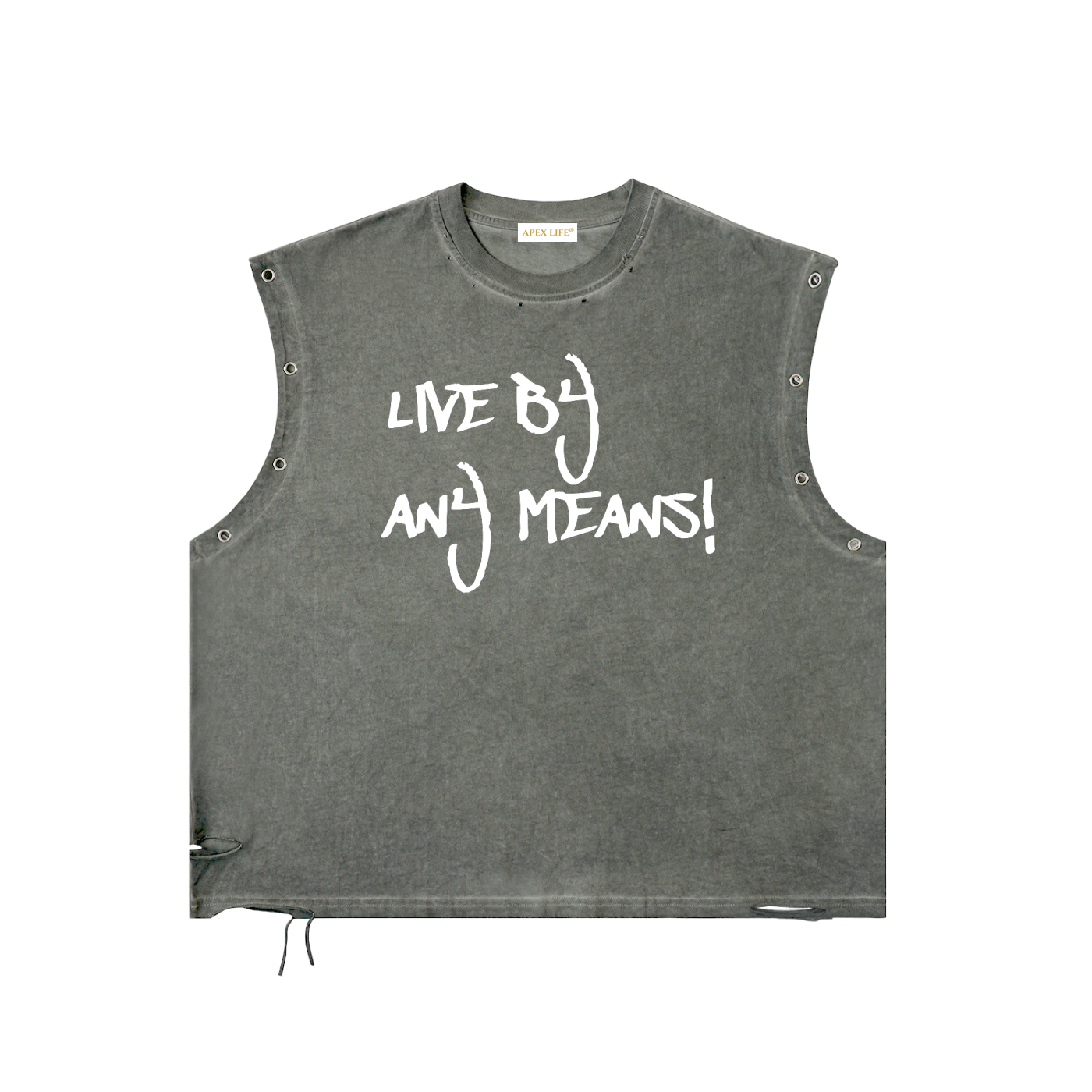 Apex Life® Distressed Grommet Eyelet Tank Top